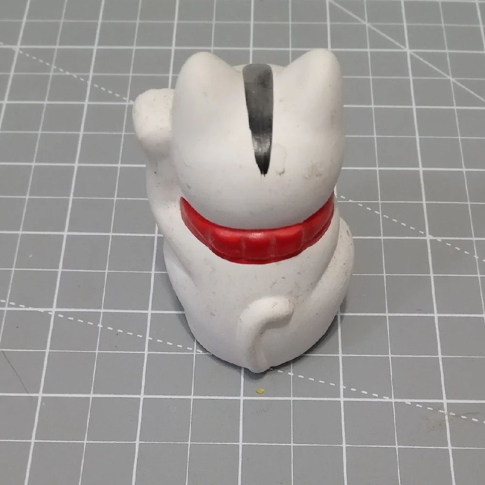 Lucky Cat Figurine - White and Red